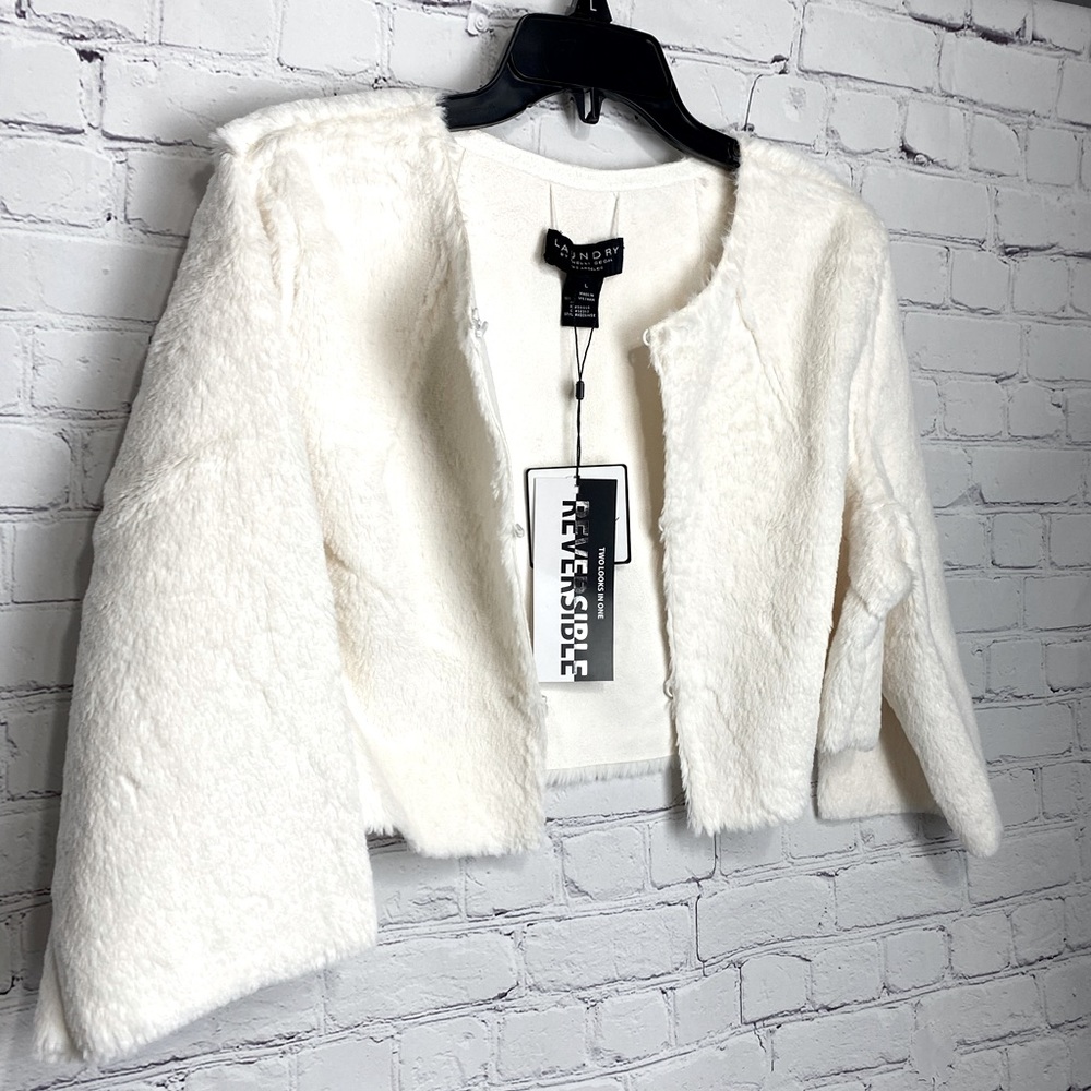 Laundry Faux Fur Shrug Coat White NWT
